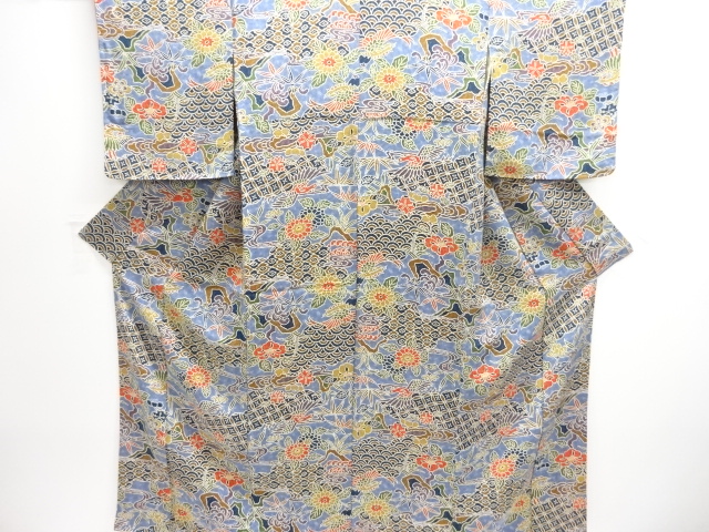JAPANESE KIMONO / KOMON / CHIRIMEN / BIRD & CLASSICAL PATTERN